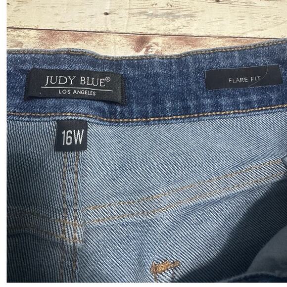 Judy Blue Flare Fit Denim Jeans Two Toned Women's Plus Size 16W Mid Rise Stretch - Picture 6 of 9